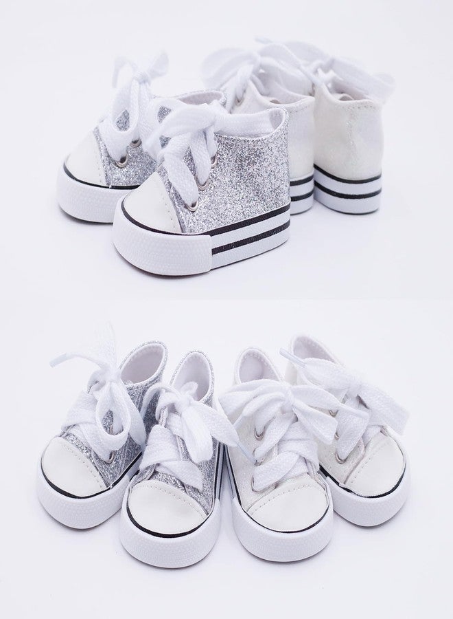 Etistta 6 Pairs of Glitter Canvas 18 inch Doll Shoes for 18 inch Doll Shoes American Dolls Accessories - Image 5